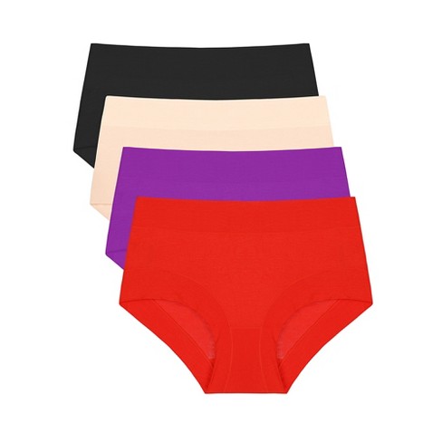 Agnes Orinda Women's 4 Pack Briefs Underwear Soft Breathable Hipster  Panties Red, Purple, Black, Beige Small : Target