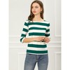 INSPIRE CHIC Women's Stripes Casual Basic Elbow Sleeves Boat Neck Slim Fit T-Shirts - 3 of 4