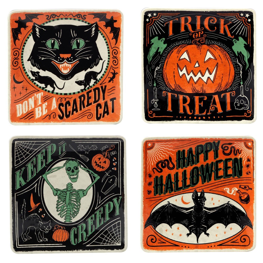 Photos - Other kitchen utensils Certified International 9" Earthenware Scaredy Cat Dessert Plates  