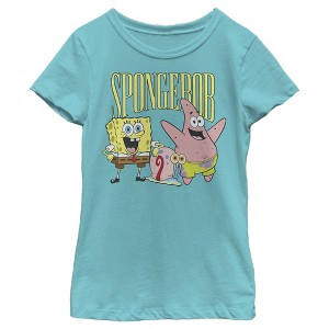 Girl's SpongeBob SquarePants Group Friends T-Shirt - 1 of 4
