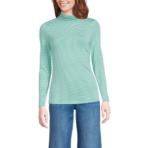 Lands' End Women's Lightweight Jersey Skimming Long Sleeve Turtleneck - 1 of 4