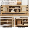 homfan 59" Boho TV Stand w/ Rattan Door & Adjustable Shelves - 2-Tier Media Console for Living Room, Natural - 4 of 4