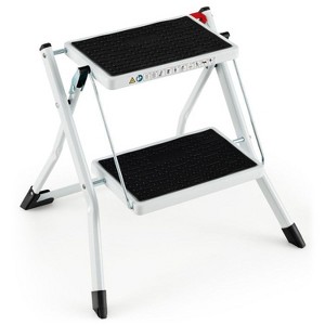 Cesicia Black 2-Step Folding Ladder with Anti-Slip Pedal and Large Foot Pads - 1 of 4