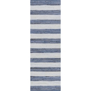 Home Conservatory Striped Rag Handwoven Cotton Indoor Area Rug - 1 of 4
