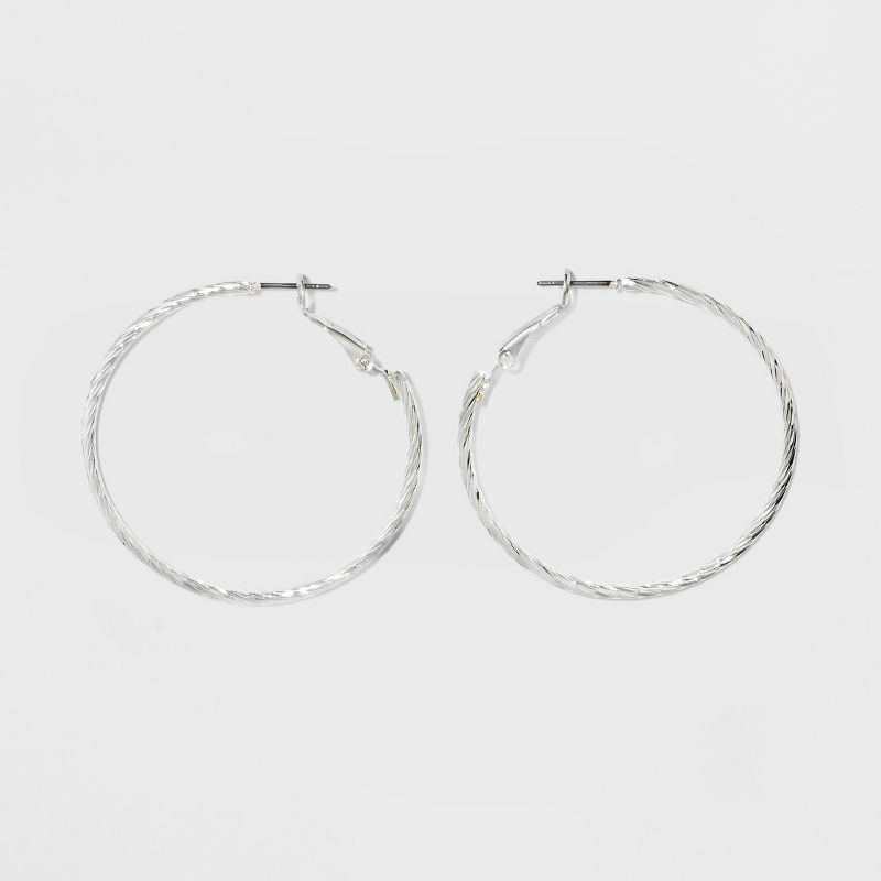 Textured Hoop Earrings - A New Day&#8482; Silver, 2 of 4