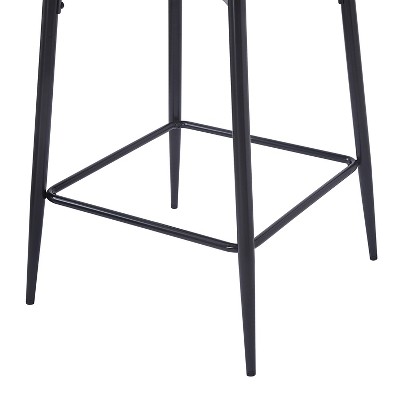 Norsans 28" Brown Faux Leather Iron Frame Counter Stool with Footrest