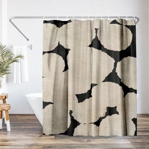 Americanflat 71x74 Beige and Black Shower Curtain - 100% Polyester Shower Curtain - 1 of 4