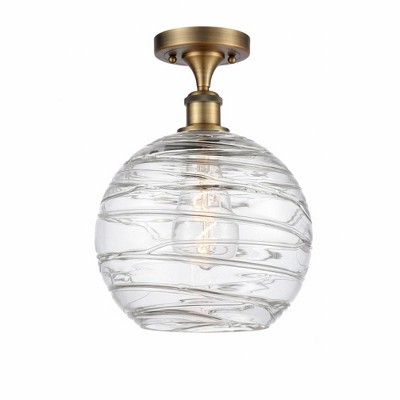 Athens Deco Swirl - 1 Light Semi-Flush Mount In Industrial Style-15 Inches Tall and 10 Inches Wide