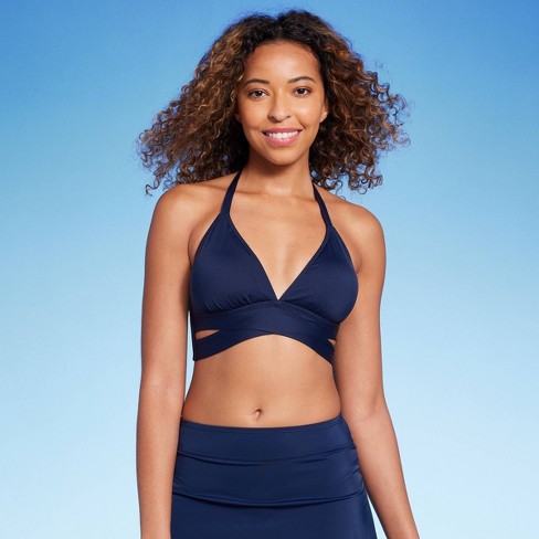 Women's Triangle Ribbed Bikini Top - Shade & Shore™ Blue S : Target