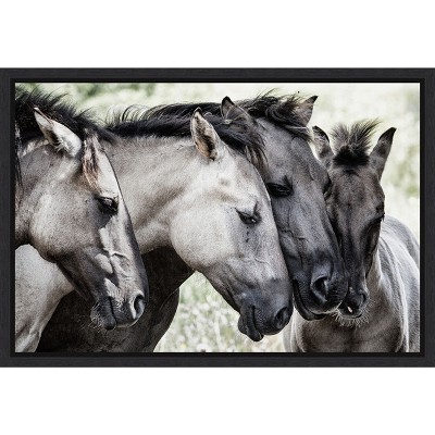 Amanti Art Four Konik Horses by Jaap van den Canvas Wall Art Print Framed 23-in. x 16-in.