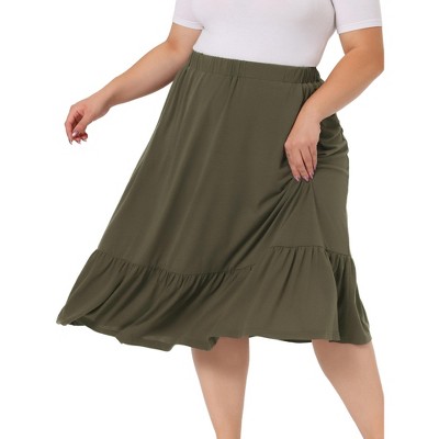 Agnes Orinda Women's Plus Size Ruffle Elastic Waist Swing Casual