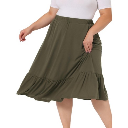 Orinda Women's Plus Size Elastic Swing Casual Midi Vintage Skirts : Target