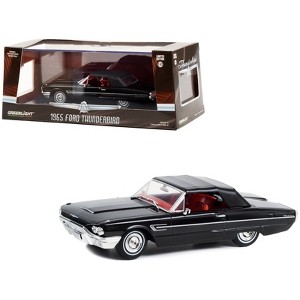 1965 Ford Thunderbird Convertible (Top-Up) Raven Black with Red Interior 1/43 Diecast Model Car by Greenlight - 1 of 3