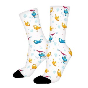 Winter Funny Big Eyed Birds Women Printed Crew Socks Funny Funky Socks Soft Polyester Novelty Gifts for Artists Men - 1 of 1