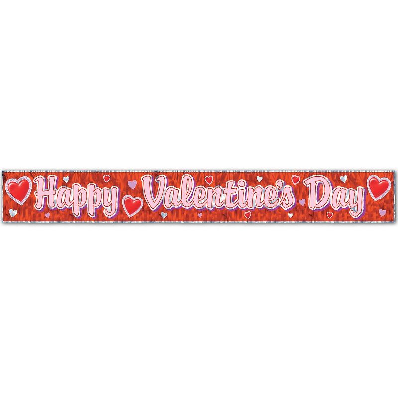 Beistle 8" x 5' Happy Valentines Day Fringe Banner; Red 4/Pack 70880, 1 of 2
