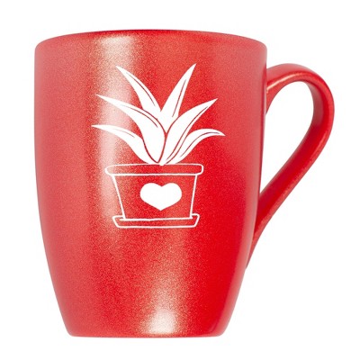 Elanze Designs Botanical Succulent Nature Coffee Cup Mug 10 Ounce Ceramic With Shimmery Metallic Finish Elegant Minimalist Aloe in Heart Planter