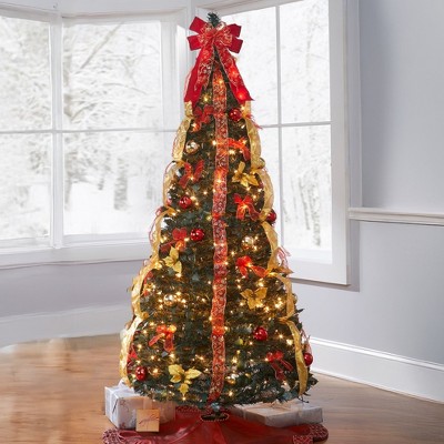 BrylaneHome 7.5 Ft Fully Decorated Pre-Lit Pop-Up Christmas Tree