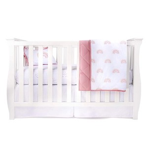 Ely's & Co. Baby Crib Bedding Sets Includes Crib Sheet, Quilted Blanket, Crib Skirt, and Baby Pillowcase 4 Piece Set - 1 of 3