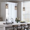 LNC Quaint 1-Lights Farmhouse Cylinder Mini Pendant  Lights, Distressed Greyish White Wood and Rustic Bronze,6.1in/6.5in - 4 of 4