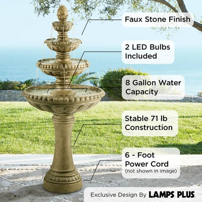Sag Harbor Rustic Stone 66" Outdoor Floor Water Fountain with LED Light