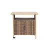 DOMETOUR Light Brown Outdoor Wicker Bar Cart with Wheels, Patio Wine Serving Cart, Rattan Beverage Bar Table for Garden or Poolside - 2 of 4