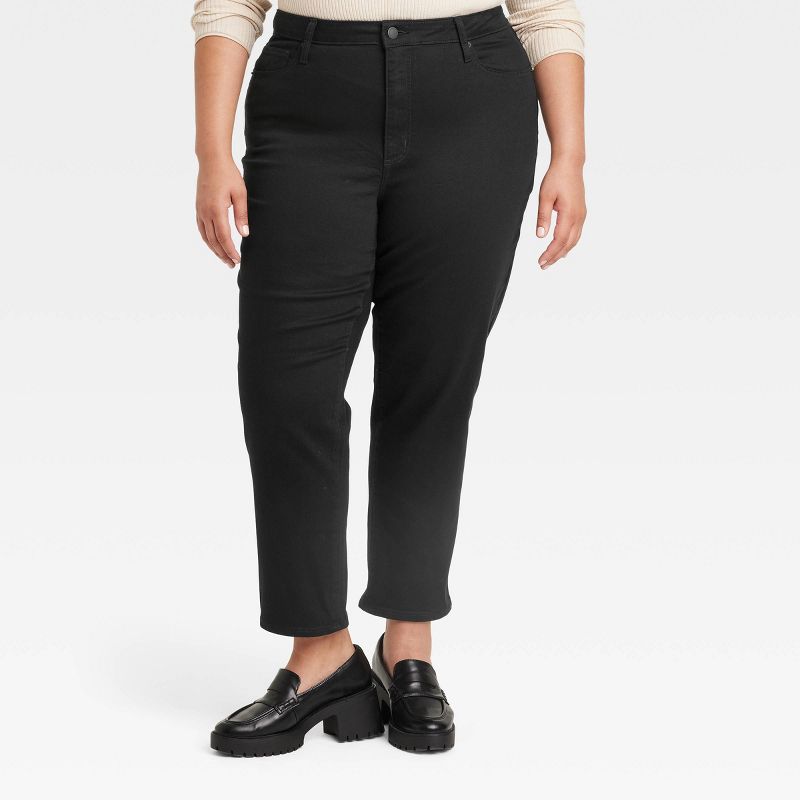 Women's High-Rise 90's Slim Straight Jeans - Universal Thread™ Black, 1 of 5