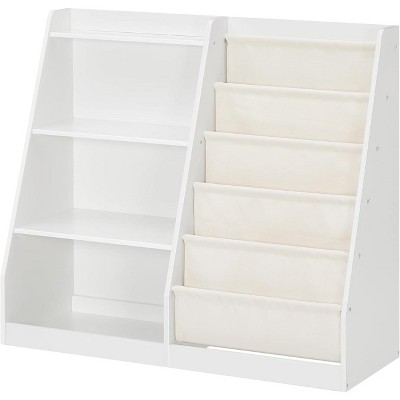 SUGIFT 4-Tier Kids Bookshelf and Toy Storage, 5 Layer Fabric Toddler Bookshelf, Kids Toy Storage Organizer, Sling Kids Bookcase