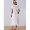 cheibear Women's V Neck Short Sleeves with Pockets Slit Long Nightgown - 3 of 4
