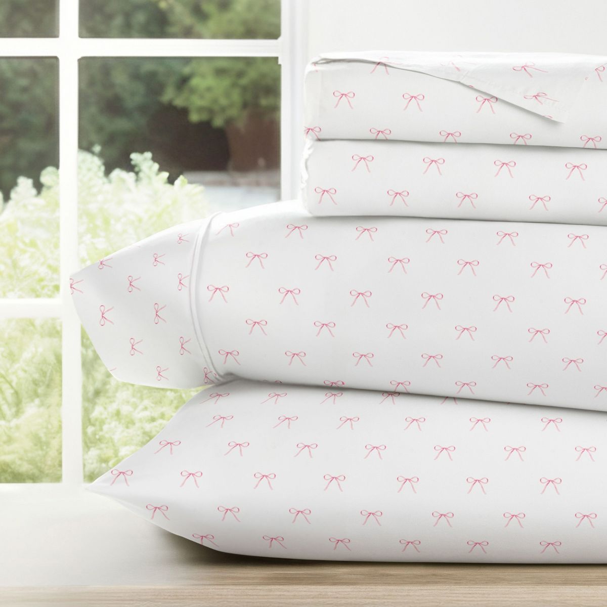 Becky Cameron Bows and Flowers Patterned 4PC Bed Sheet Set