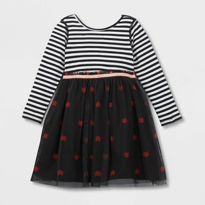 Toddler Girls' Adaptive Halloween Knit Tulle Dress - Cat & Jack™ Black