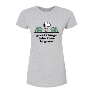 Women's - Peanuts - Great Things Take Time To Grow Fitted Graphic T-Shirt - 1 of 4