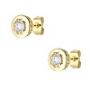 Guili Bezel Round Studs in 14k Gold Plating with CZ—sleek, stylish, and perfect for daily wear in white or red. - 3 of 3
