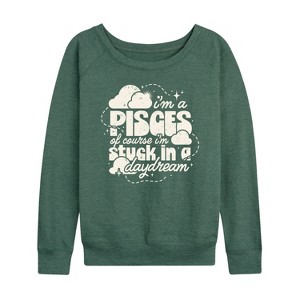 Women's - Instant Message - I'm A Pisces Daydream Lightweight French Terry Wide Neck Long Sleeve Graphic Shirt - 1 of 4