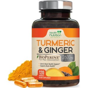 Turmeric Curcumin with BioPerine 2600mg with Ginger & Black Pepper Capsules - 60 Capsules;120 Capsules;180 capsules;240 Capsules - 1 of 4