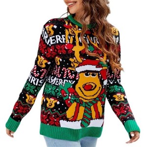 Coolmee Womens Christmas Sweaters Fall Winter Fashion Casual Crewneck Long Sleeve Knit Pullover Sweater Tops Clothing - 1 of 4