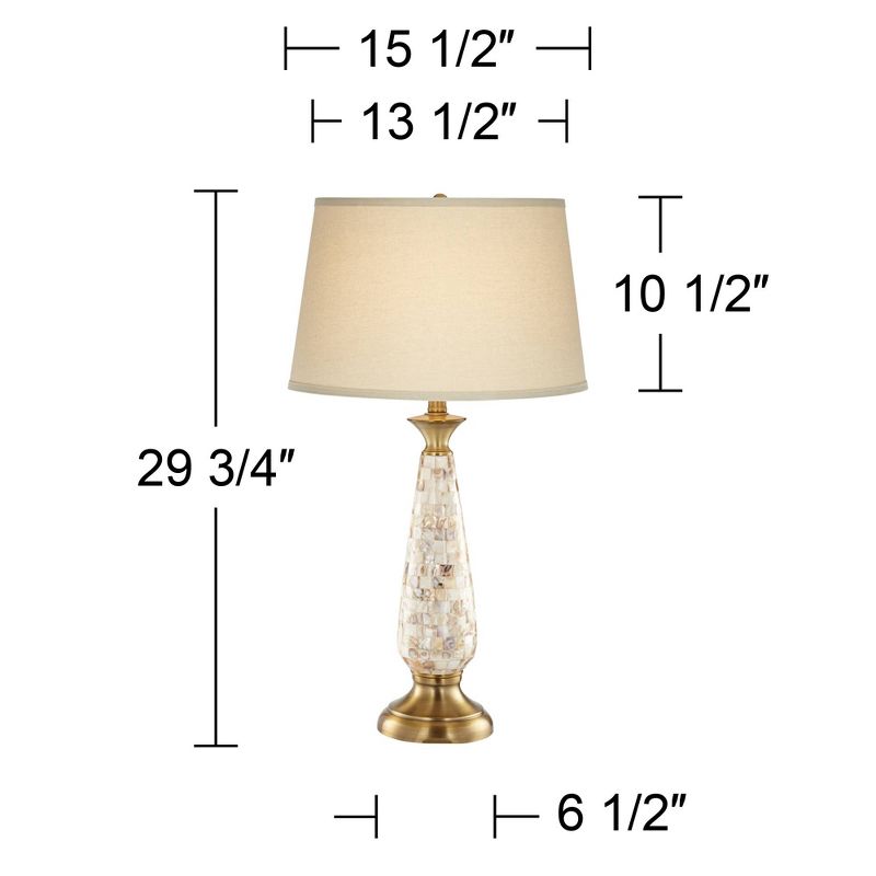 Barnes and Ivy Berach Coastal Table Lamp 29 3/4" Tall Mother of Pearl Mosaic Tapered Drum Shade for Bedroom Living Room Bedside Nightstand Office Kids, 4 of 6
