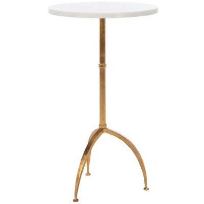 Elegant Myrna Gold and White Granite Round Accent Table