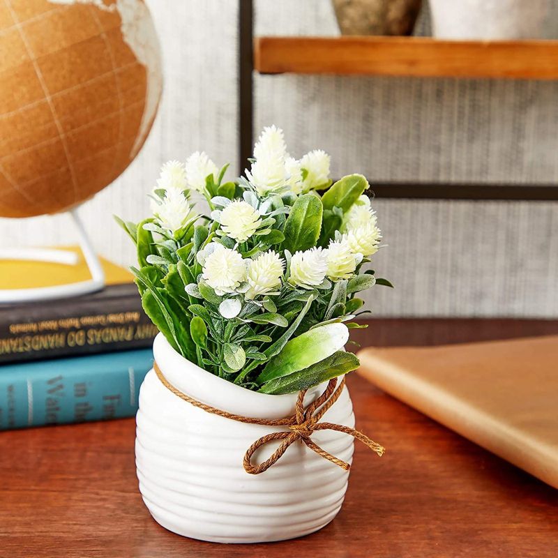 Juvale Artificial Flowers, Fake Faux Plants with Small White Vase for Indoor Room Spring Home Decor, 3.5 x 6 in, 2 of 7