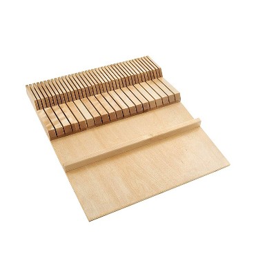 Rev-A-Shelf 4WDKB-1 2-Row Trimmable 55 Slot Knife Block Tray Kitchen Drawer Organizer Insert with Utensil Holder Tray