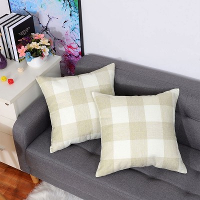 Piccocasa Buffalo Check Plaid Throw Pillow Cover With Pompoms For Sofa Couch  Decor 1 Pcs Black Beige White 18 X 18 : Target