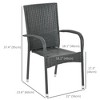 Stackable PE Rattan Outdoor Dining Chairs with Cushion, Patio Wicker Dining Chair with Armrests & Backrest - 3 of 4