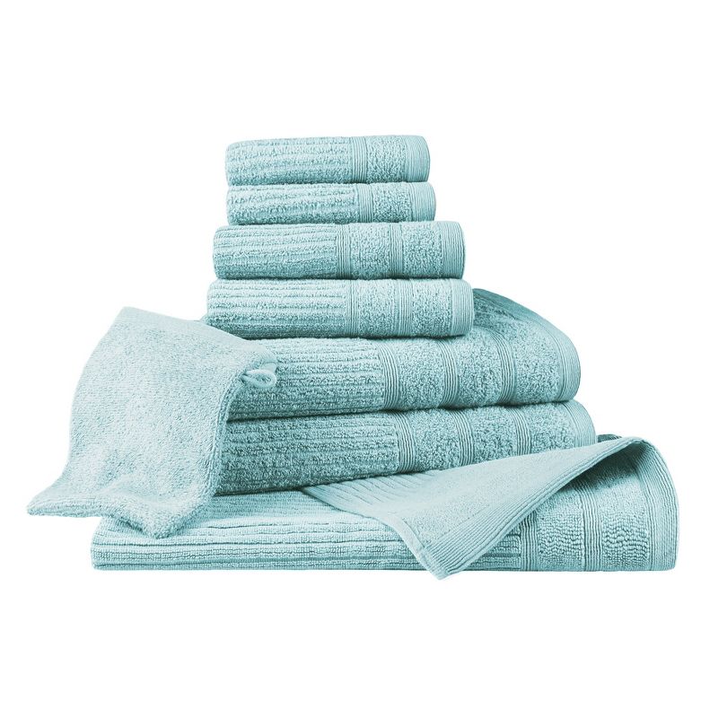 Luxury Cotton 8 Piece Bath, Hand, and Face Towel Set with Bath Mat and Bath Mitt by Blue Nile Mills, 1 of 8
