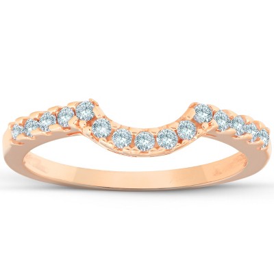 Pompeii3 1/6cttw Diamond Curved Wedding Ring Guard Engagement Enhancer Band  14k Gold - Size 7 : Target