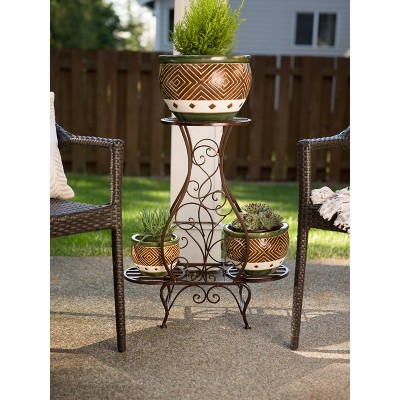 Jade and Sand Ceramic Planter Trio for Indoor/Outdoor Elegance