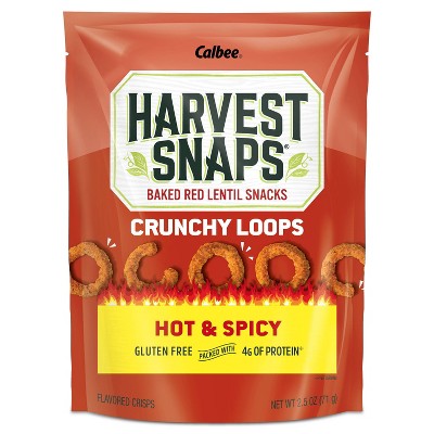 Harvest Snaps Hot & Spicy Crunchy Loops Baked Red Lentil Snacks - 2.5oz