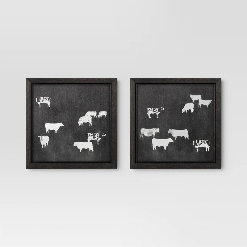 (Set of 2) 12&#34; x 12&#34; Cow Collection II Framed Wall Canvases - Threshold&#8482;, 1 of 8
