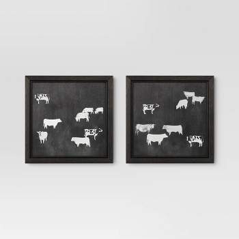 (Set of 2) 12" x 12" Cow Collection II Framed Wall Canvases - Threshold™