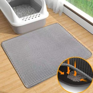 Cat litter mat with enhanced filtration to prevent litter from being spread outside, double-layer cat litter mat for cleanup and litter control. - 1 of 4