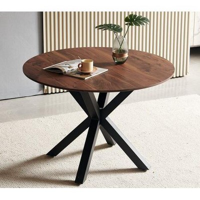 NicBex 42.1Inch Mid-century Round Dining Table with Cross Leg,Modern Kitchen Table for Small Space,Dining Living Room