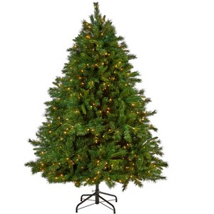 Nearly Natural 7-ft Wyoming Mixed Pine Artificial Christmas Tree with 550 Clear Lights and 1054 Bendable Branches - 1 of 4